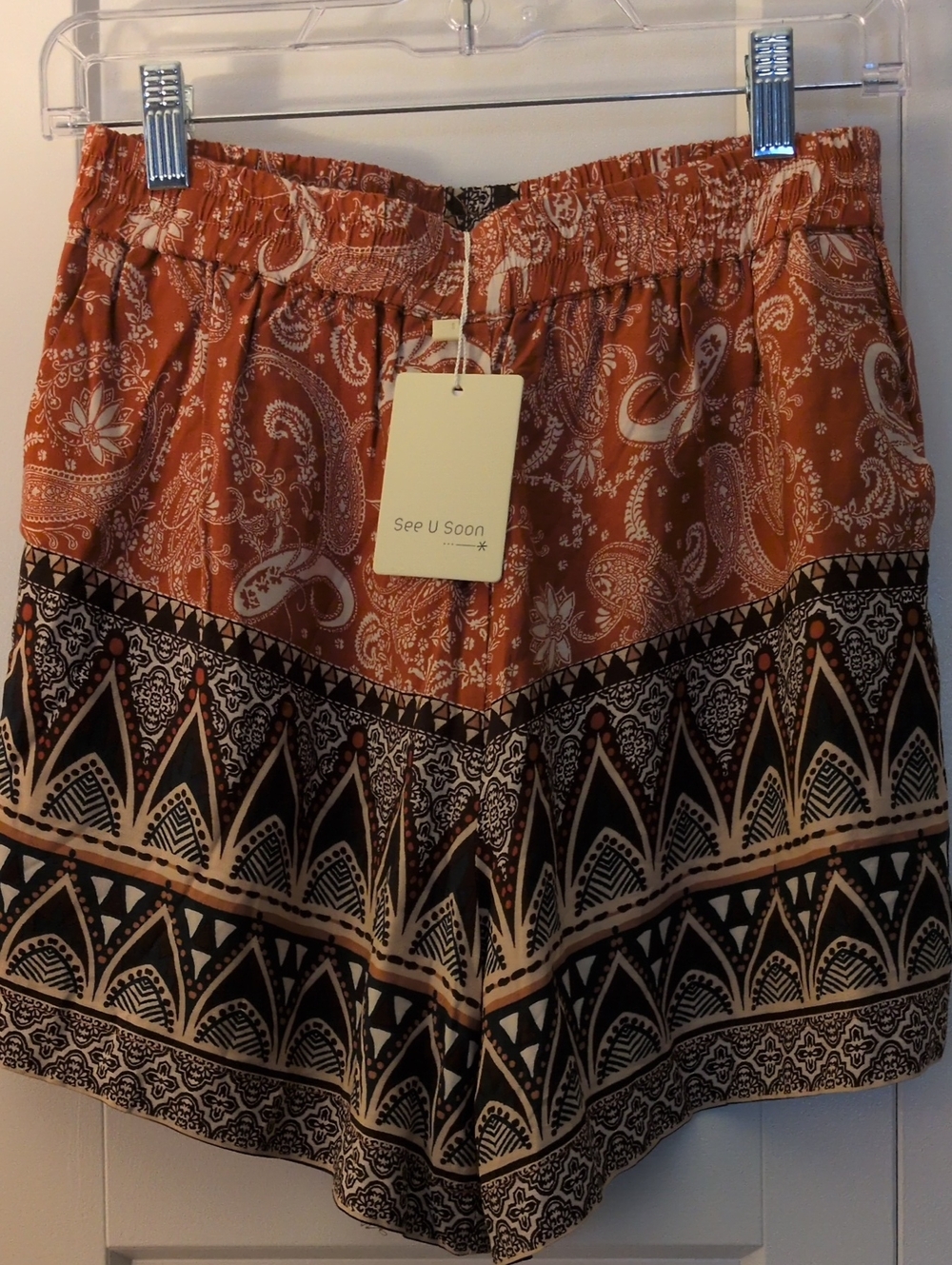 Boho Rust Paisley Print Women’s Shorts